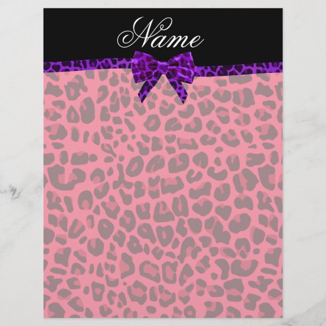 Nome personalizado arco roxo de impressão leopardo (Frente)