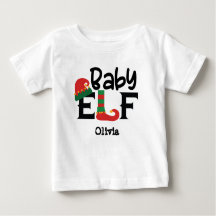 Nome Personalizado Baby Elf Christmas T-Shirt