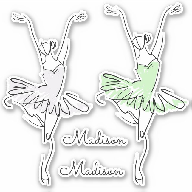 Nome personalizado Ballerina adesivos (Frente)