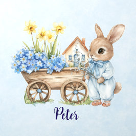 Nome personalizado Bunny com Flores Azuis