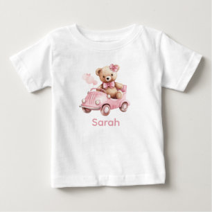 Nome Personalizado Camisa Bebê Rosa Teddy Bear