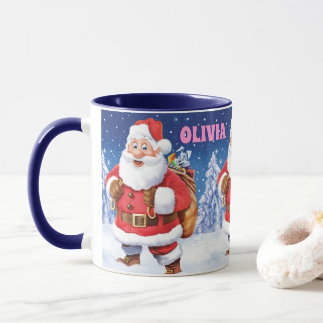 Nome personalizado caneca de café de Natal, Jolly  (Com Donut)