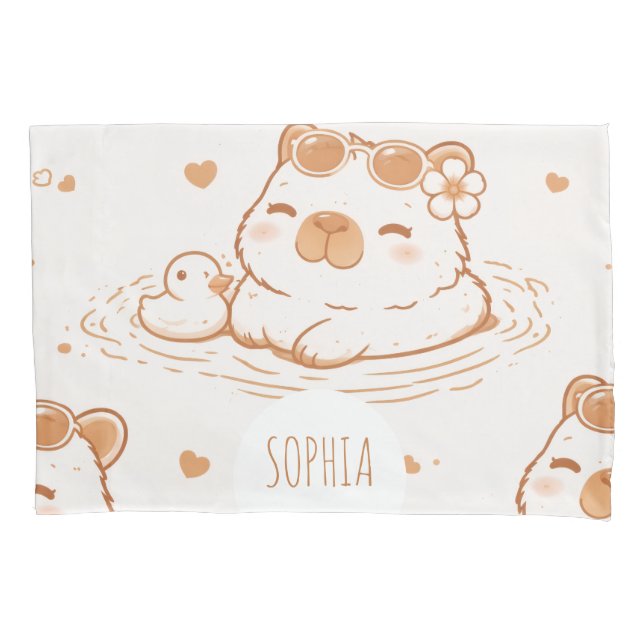 Nome Personalizado Capivara Fofa Com Óculos De Sol (Frente)