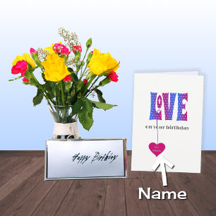 Nome personalizado Cartão Birthday LOVE