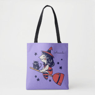 Nome personalizado da bruxa-branca bolsas do Dia d