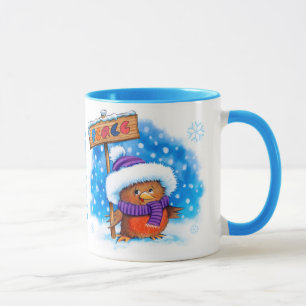 Nome personalizado da caneca de Natal Peace Robin