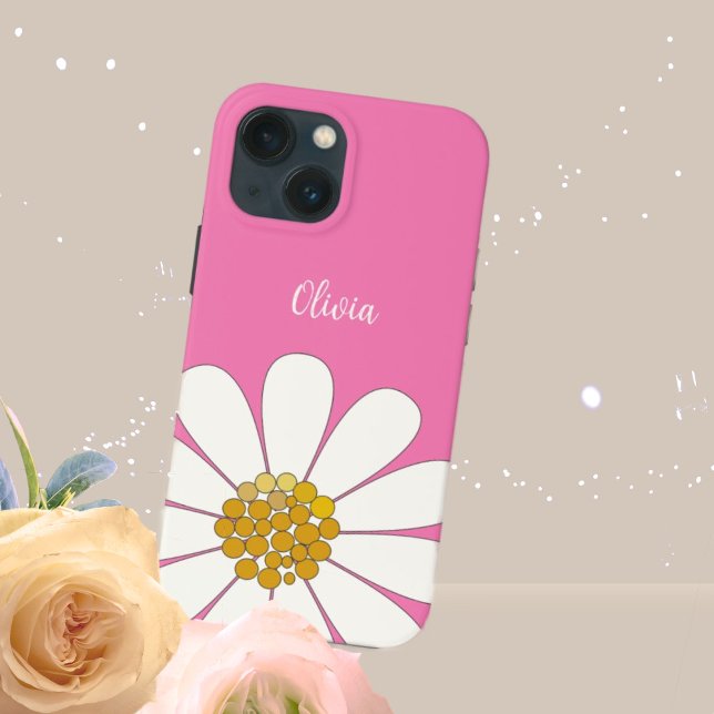 Nome Personalizado da Flor Moderna Branca Cor-de-R (Criador carregado)