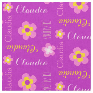 Nome personalizado da flor tecido tipográfico roxo