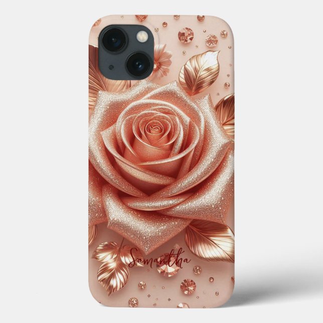 Nome Personalizado da Glitter Dourada do rosa (Verso)