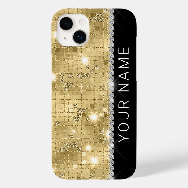 Nome Personalizado da Glitter Dourada do Sparkle (Verso)