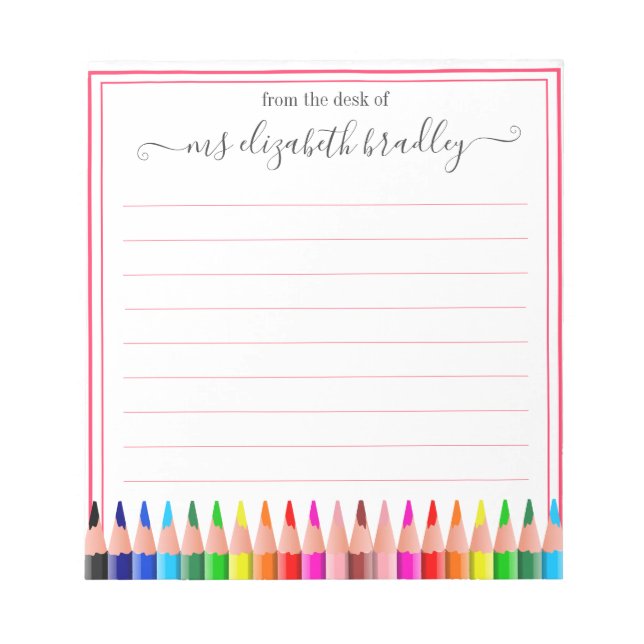 Nome Personalizado | Da Mesa Do Bloco De Notas (Frente)