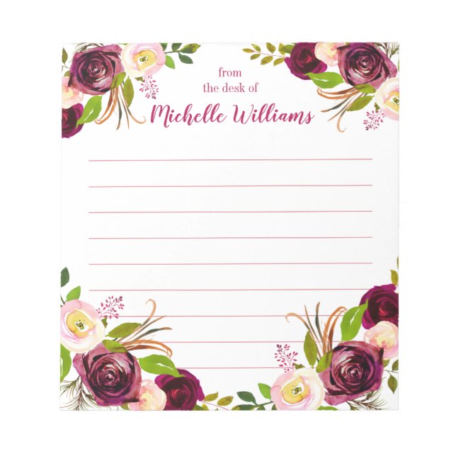 Nome Personalizado | Da Mesa Do Bloco De Notas (Frente)