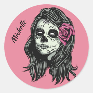 Nome personalizado da mulher zombie e autocolantes