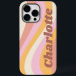Nome Personalizado da Onda de Vintage Girly Retro<br><div class="desc">Girly Retro Vintage Wave Personalized Name iPhone Smart Capa de telefone apresenta uma onda retrorativa em tons de rosa, laranja e branco com seu nome personalizado em elegante moderno roteiro acentuado. Personalize editando o texto na caixa de texto fornecida. Perfeito para o aniversário, Natal, Dia de as mães, chás de...</div>