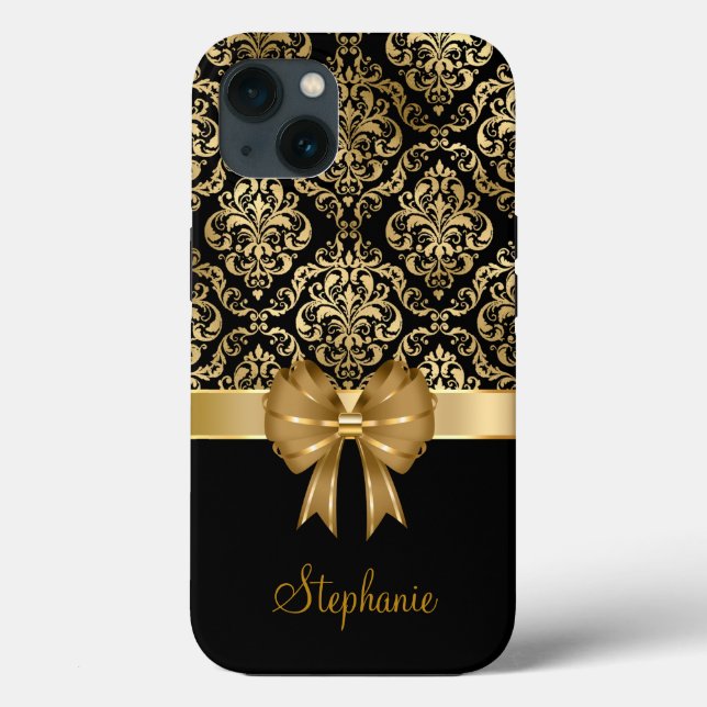 Nome Personalizado Damasco Dourado No Presente De  (Verso)