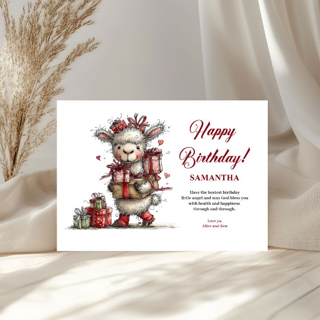 Nome Personalizado de Aniversário Infantil Animais (Kids Birthday Custom Name Whimsical Animals greeting card)