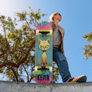 Nome personalizado de arte de gato engraçado Skate