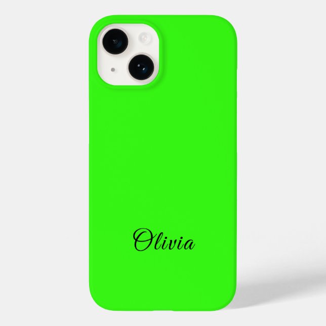 Nome Personalizado de Cor Sólida Neon Verde (Verso)