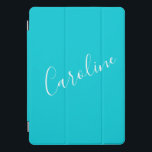 Nome Personalizado de Cor Sólida Turquesa de Scrip<br><div class="desc">Cobrir iPad Pro de Nome Personalizado de Cor Sólida Turquesa de Script Cute</div>