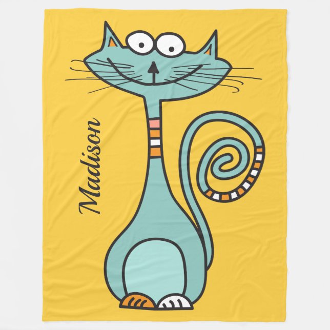 Nome personalizado de Gato engraçado e cobertores  (Frente)