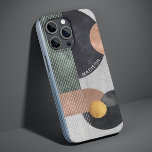 Nome Personalizado de Marble Geométrico do Modern<br><div class="desc">O moderno Abstrato Geométrico Marble Custom Name capas de iphone apresenta formas geométricas pretas,  rosa e douradas de cores aquáticas em um fundo de cinza com faixas e seu nome personalizado em um script branco moderno. Personalize editando o texto na caixa de texto fornecida. Elaborado por ©Evco Studio www.zazzle.com/store/evcostudio</div>