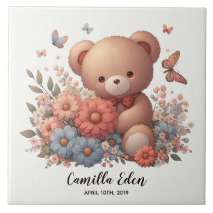 Nome personalizado de nascimento do bebê Azulejo c