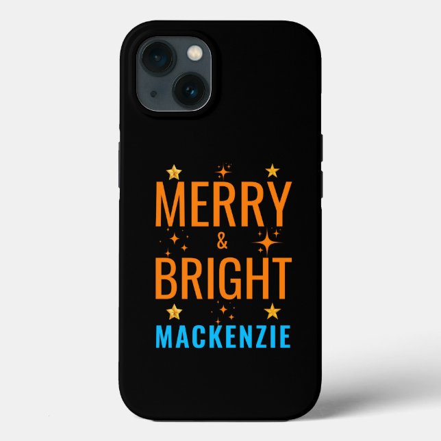 Nome Personalizado de Natal Moderno e feliz Brilha (Verso)