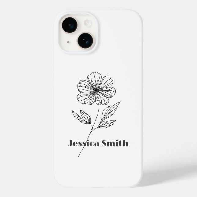 Nome personalizado Desenho da Linha de Flor Minima (Verso)
