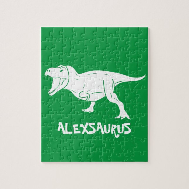 Nome Personalizado Dinossaur jigsee quebra-cabeça (Vertical)
