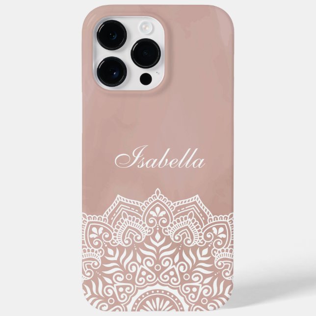 Nome Personalizado do Boho Dusty Rosa Mandala (Verso)
