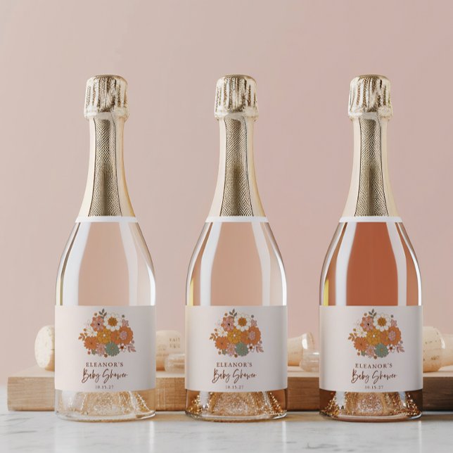 Nome Personalizado do Chá de fraldas Floral Retroa (Criador carregado)