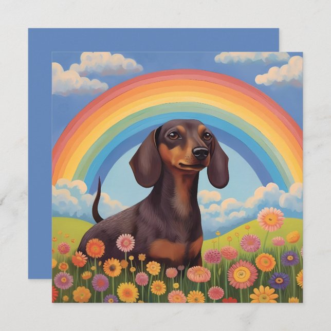 Nome Personalizado do Dachshund Wiener Dog Rainbow (Frente/Verso)
