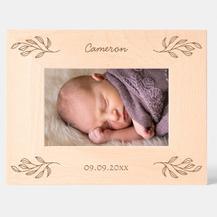 Nome Personalizado do Novo Bebê Data Folhas Botâni