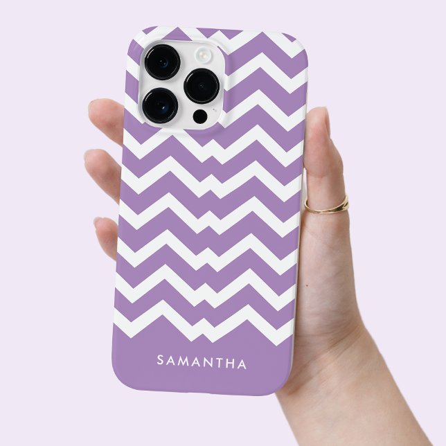 Nome Personalizado do Padrão de Cevron Roxo Modern (Modern Purple Chevron Pattern Personalized Name Case-Mate iPhone Case)