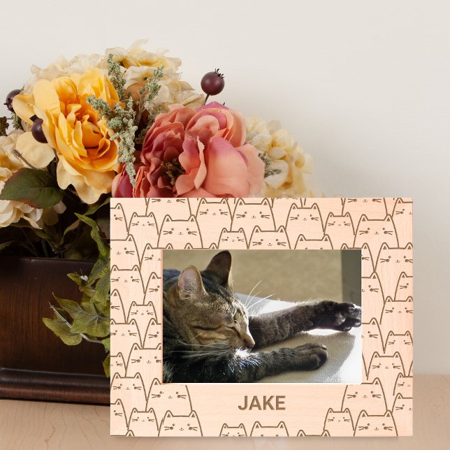 Nome Personalizado do Padrão de Gato de Cuta (A cute frame to display a cherished photo of a furry family member. )