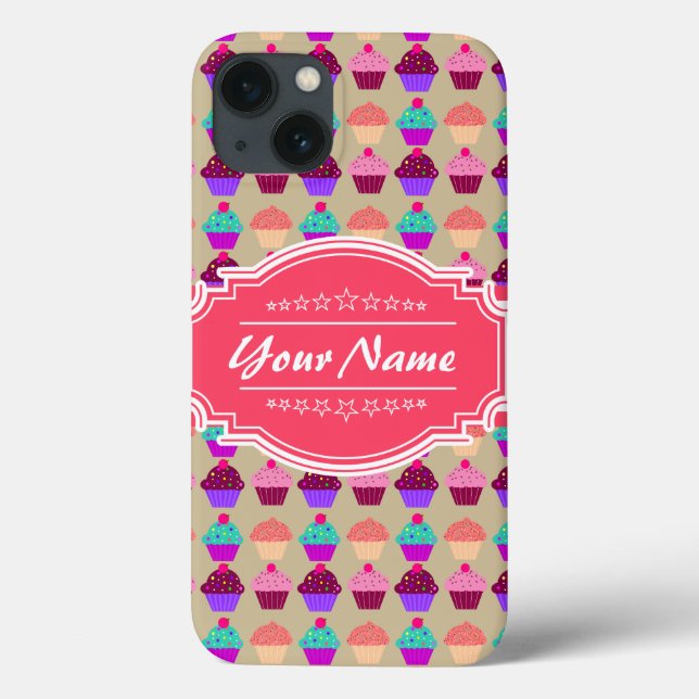 Nome Personalizado do Padrão do cupcake Rosa Quent (Verso)