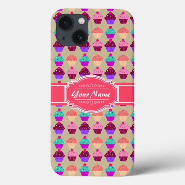 Nome Personalizado do Padrão do cupcake Rosa Quent (Verso)