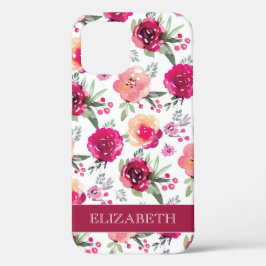 Nome Personalizado do Padrão Floral Rosa Girly
