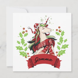 Nome Personalizado do Unicorn de Natal Bonito
