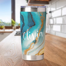 Nome Personalizado Dourado Azul Elegante