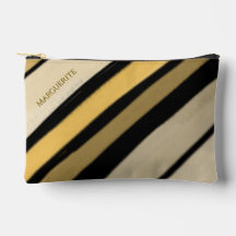 Nome Personalizado Dourado Preto Creme Listras