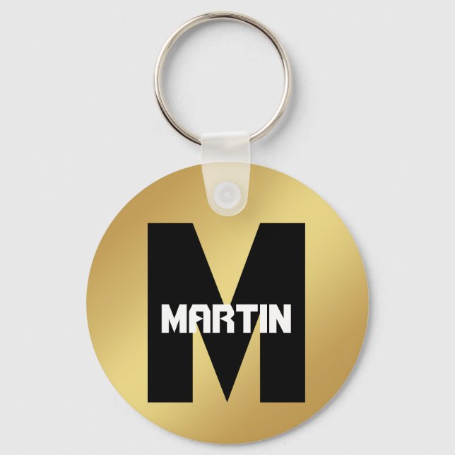 Nome Personalizado e Chaveiro de ouro monograma (Frente)