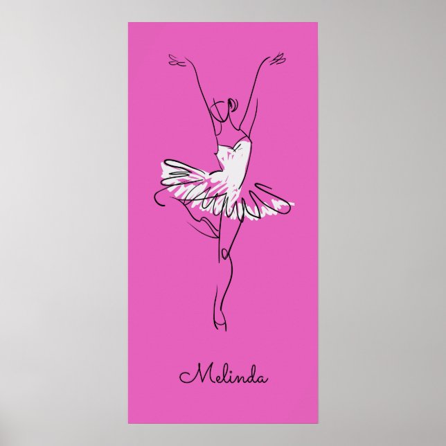 Nome personalizado e cor Ballerina poster (Frente)