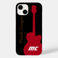 nome personalizado e iniciais violão vermelho