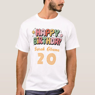 Nome personalizado e Nº. Camiseta Feliz Aniversári