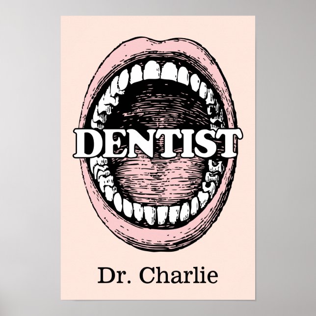 Nome personalizado e poster de cor do dentista (Frente)