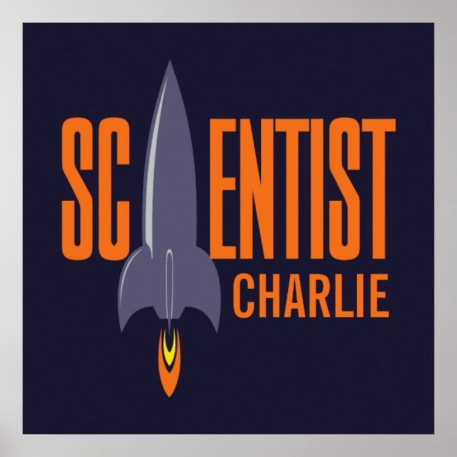 Nome personalizado e poster de cor do Rocket Scien (Frente)