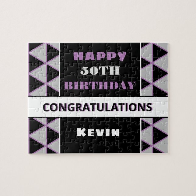 Nome personalizado e quebra-cabeça de aniversário  (Horizontal)