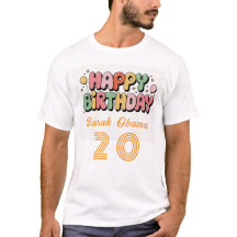 Nome personalizado e t-shirt de aniversário feliz