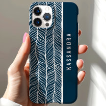 Nome Personalizado em Espinha de Peixe Azul Marinh